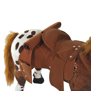 English Elm Qaba Plush Ride on Rocking Horse Toy with Neighing Sounds and Padded Seat for Toddlers W2225P200761