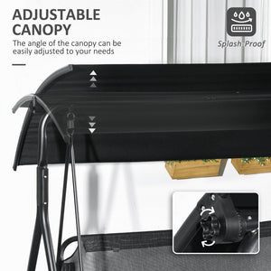 English Elm Outsunny 3-Seat Patio Swing Chair With Adjustable Canopy, Cushions & Durable Steel Frame For Relaxation W2225P200499-GIGA