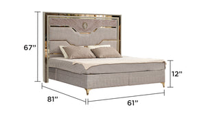 English Elm Omari Modern Upholstered Queen Bed With Gold Accents & Hydraulic Lift Storage - Chic Design! B009S01393