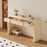 Trexm Modern Console Table with 2 Drawers, Rounded Silhouette, Smooth Surface (Apricot Cream)