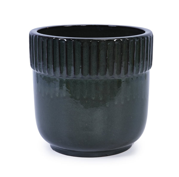 English Elm 3 Pieces Ceramic Flowerpot Set – Handcrafted Antique Black Planters For Indoor & Outdoor Use W3273P321472