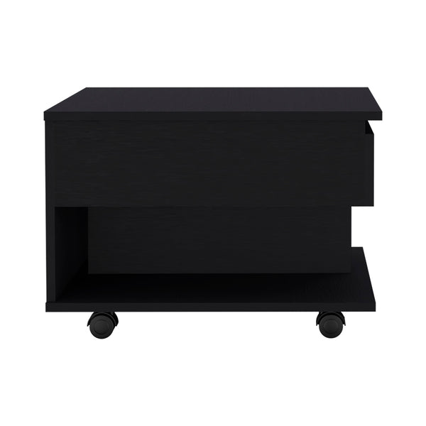 English Elm Luanda Lift-Top Coffee Table with Locking Casters, Concealed Storage & Open Display Shelf Black 27.2 L x 26 W x 5.1 H B20091883