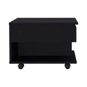 English Elm Luanda Lift-Top Coffee Table with Concealed Storage, Locking Casters & Open Shelf for Living Space Black 27.2 L x 26 W x 5.1 H B07091883