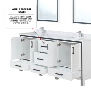 English Elm White Double Bath Vanity 72 in. W x 22 in. D with White Quartz Top, Chrome Faucets & 30" Mirrors Durable Finish and Scratch-Resistant Surface for Long-Lasting Use B2731S01129