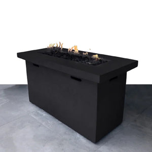 English Elm 25" Fiber-Reinforced Concrete Propane Outdoor Fire Pit Table with Hidden Tank, Cover, Lava Rocks, Weather-Resistant Charcoal B120P203040