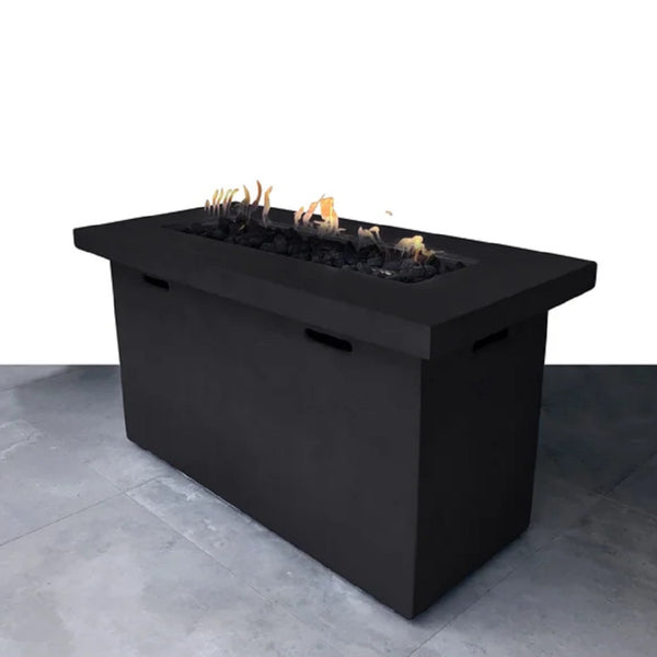English Elm 25" Fiber-Reinforced Concrete Propane Outdoor Fire Pit Table with Hidden Tank, Cover, Lava Rocks, Weather-Resistant Charcoal B120P203040