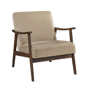 English Elm Mid-Century solid wood frame accent chair with textured fabric upholstery, walnut finish and plush foam cushioning Light Brown 33 L x 26 W x 15.5 H B011P256601