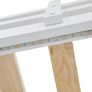 English Elm Full XL Loft Bed with Storage Staircase & Murphy Bed, Solid Pine, LED Light, Space-Saving White N7090004017K