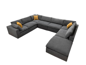 English Elm Coffee Bean Textured Modular Sectional Sofa Low Profile Living Room Contemporary Light Gray B2748S00072