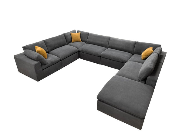 English Elm Coffee Bean Textured Modular Sectional Sofa Low Profile Living Room Contemporary Light Gray B2748S00072