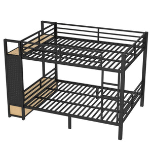 English Elm Queen Over Queen Metal Bunk Bed With Storage Shelves & Drawers - Stylish Space-Saving Solution For Teens W1580S00235-GIGA