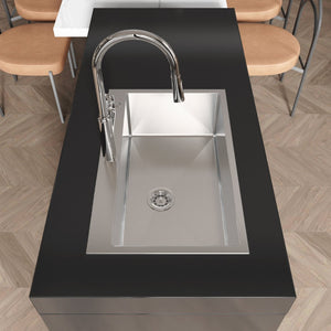 English Elm Stainless Steel Handmade Single Bowl Kitchen Sink Deep Basin Brushed Nickel Finish T3177P286035