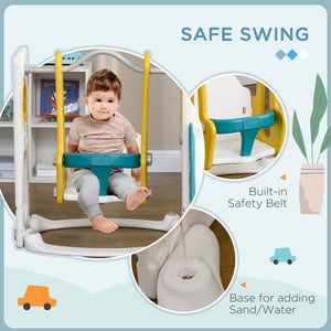 English Elm Qaba 6 in 1 Toddler Playset with Slide Swing Climber Basketball Hoop Telescope W2225P217349