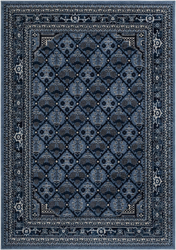 Unique Loom La Jolla Trellis Machine Made Geometric Rug Blue, Blue/Ivory/Navy Blue/Light Blue 7' 1" x 10' 0"