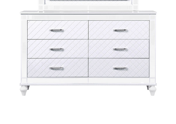 English Elm Livorno Embossed Silver Champagne Chest with Felt-Lined Top Drawer, Dovetail Full-Extension Drawers, Mirror Trim Accents Silver+White 37 L x 65 W x 20 H B078P286325