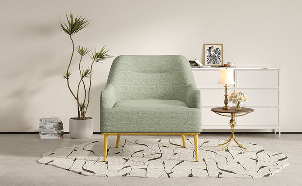 English Elm Modern Chenille Armchair with Curved Back Gold Legs Plush Accent Seat for Any Room Green N763P360684F