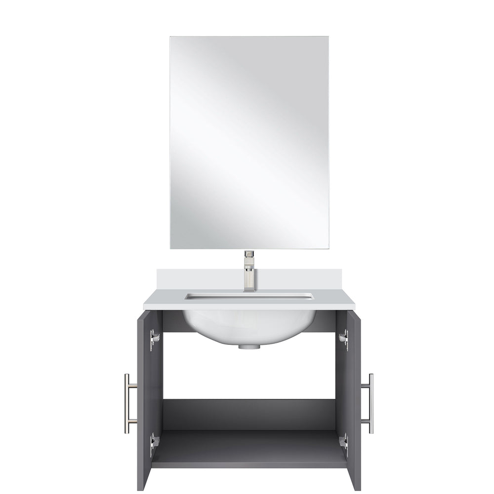 English Elm Dark Grey Single Bath Vanity Set With Cultured Marble Countertop, Mirror & Chrome Faucet Included B2731S01297