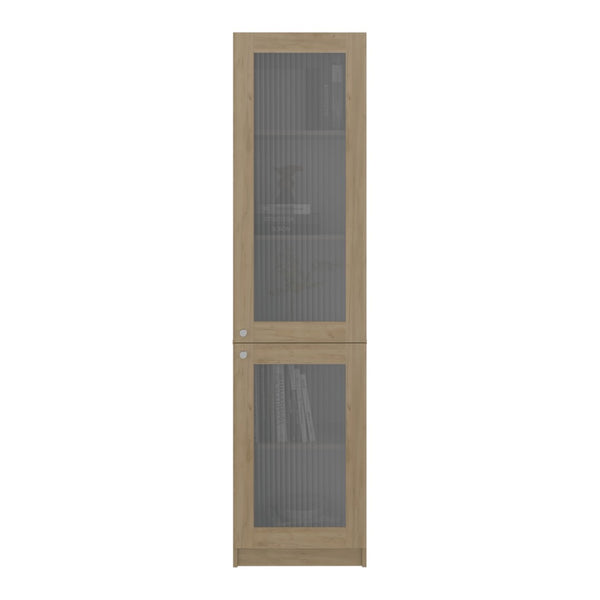 English Elm Home Vertical Freestanding Bookcase with Open Shelving and Enclosed Lower Cabinet Natural Wood B200P465726
