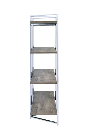 English Elm Natural Natural and Chrome 4-Shelf Bookshelf with Sturdy Chrome Frame, 72"H Modern Storage for Books & Decor B062P209196