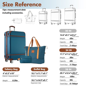 English Elm Hardshell Abs Suitcase Set with Duffel and Toiletry Bag Tsa Lock Spinner Wheels Blue N732P193484C