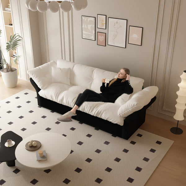 English Elm 74.8" Queen Pull Out Sofa Bed - 3-In-1 Convertible Velvet Loveseat With Pillows For Cozy Spaces W1885S00127