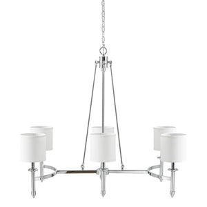 Martha Stewart Elegenza Transitional 6-light Chandelier with Fabric Drum Shades MT150-0079 Chrome