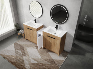 English Elm 72 Inch Freestanding Bathroom Vanity With Ceramic Sink, Soft-Close Doors, And Ample Storage Space W999S00323