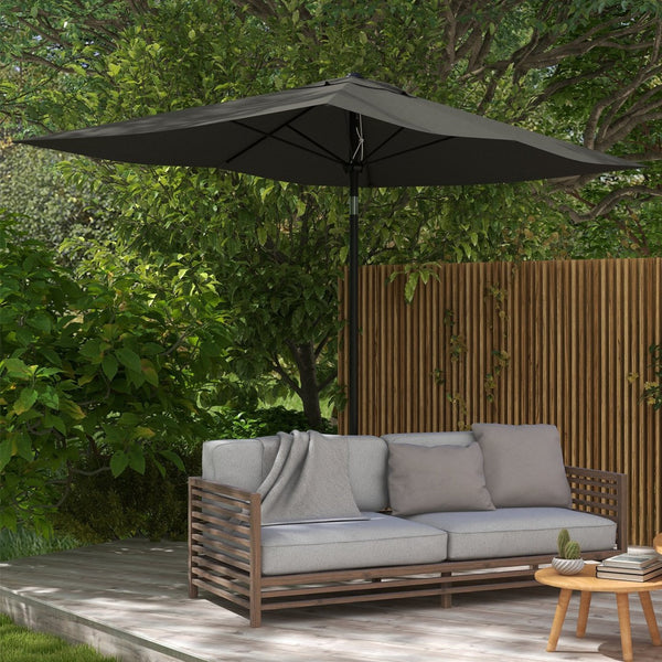 English Elm Outsunny 6.5' X 10' Rectangular Patio Umbrella With Crank, Tilt & Uv Protection For Outdoor Comfort W2225P174142-GIGA
