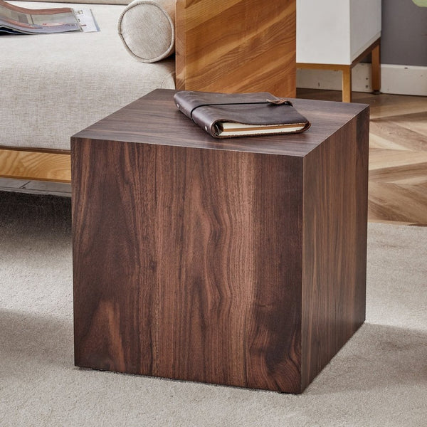 English Elm 16*16*16 Inch Walnut Grain Mdf Cube Side Table Ready to Use Living Room Accent W1151P231617