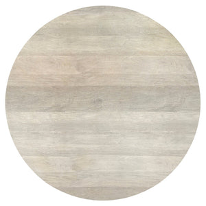 English Elm Millbury Solid Mango Wood Round Coffee Table Rustic Drum Design for Living Room White B136P429081