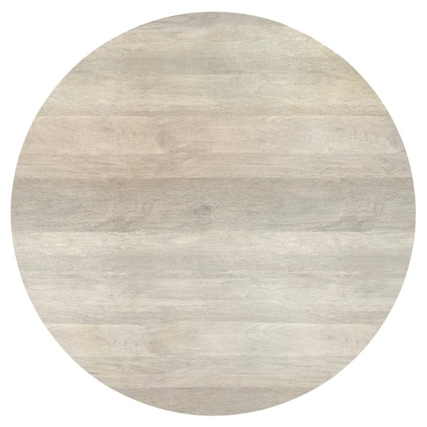 English Elm Millbury Solid Mango Wood Round Coffee Table Rustic Drum Design for Living Room White B136P429081