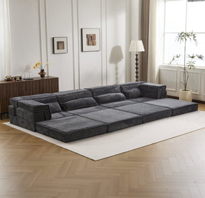 English Elm Compression Modular Floor Sofa Bed - Cozy, No Assembly, Soft Fleece, Versatile 4-Seater With Pillows! W3723S00033