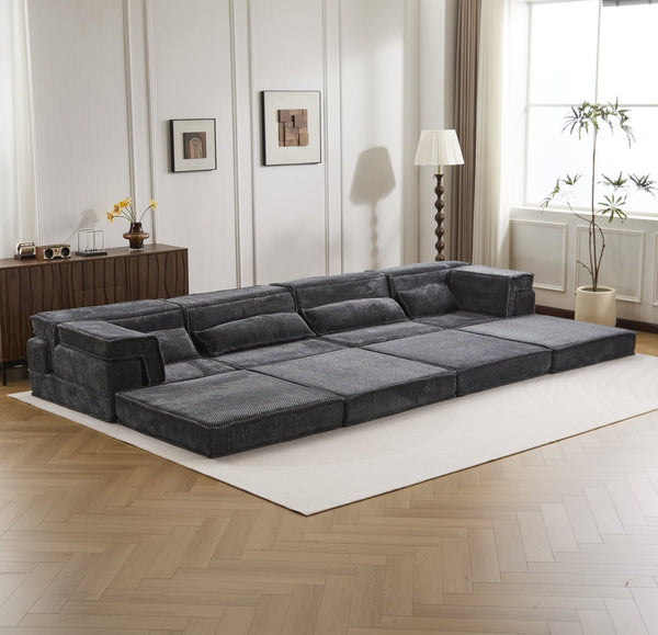 English Elm Compression Modular Floor Sofa Bed - Cozy, No Assembly, Soft Fleece, Versatile 4-Seater With Pillows! W3723S00033