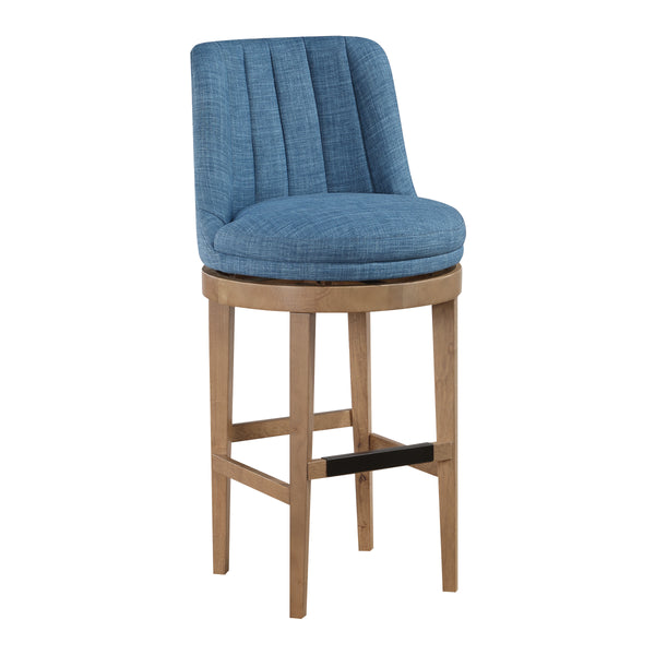 OSP Home Furnishings Rowan - Set of 2 Swivel Barstool Navy/Medium Oak