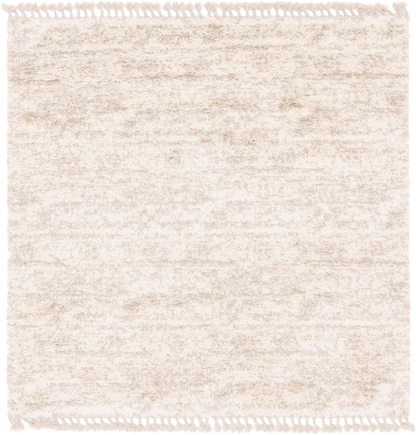 Unique Loom Hygge Shag Misty Machine Made Abstract Rug Ivory, Beige 8' 0" x 8' 0"