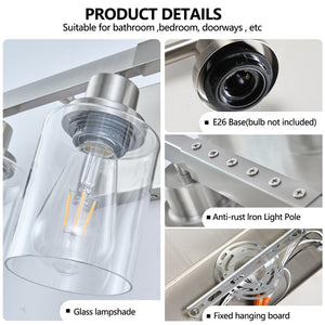 English Elm 10 Light Bathroom Vanity Fixture 65.4in Matte Metal 10-Light Wall Sconce with Clear Glass Shades for Mirror Chrome W2312P374799