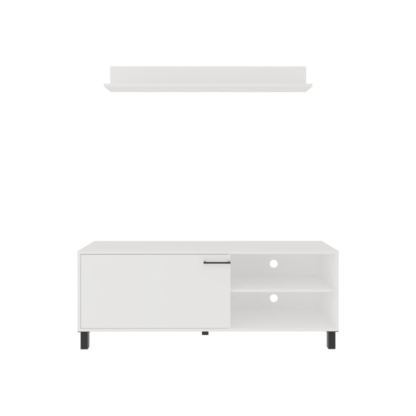 English Elm Bryce White Tv Stand with Cabinet Doors Open Shelving for Living Room Screens B070P337096