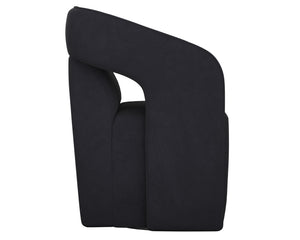 Sunpan Kendrick Wheeled Dining Armchair - Futuristic Design with Comfortable Seating and Cut-Out Armrests Abbington Black