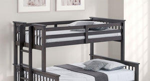 English Elm Transitional Twin Over Full Bunk Bed With Storage Drawers, Stylish Grey Finish & Safety Ladder B2741S00297-GIGA