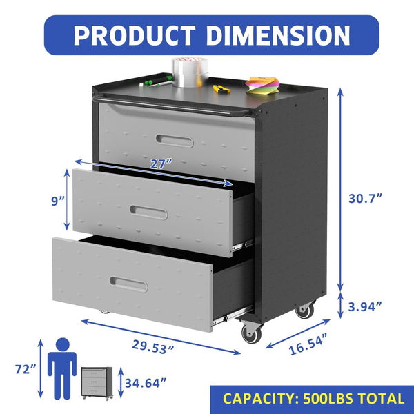English Elm Heavy-duty Steel Garage Cabinet on Wheels with Locking Doors and Adjustable Shelves T2398P222835