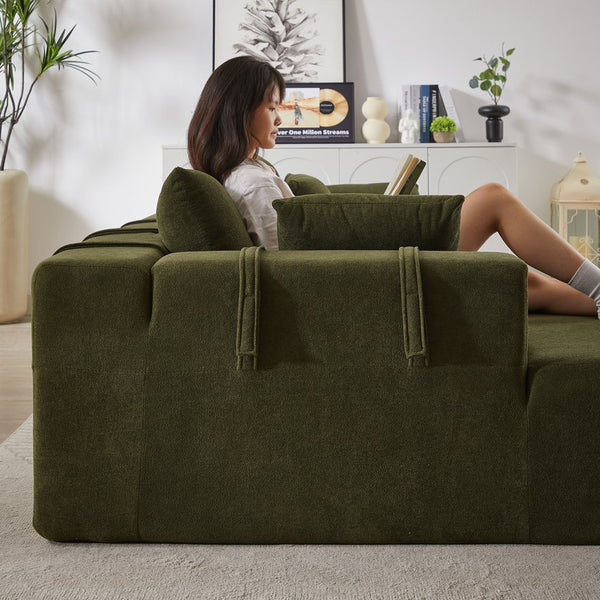 English Elm Modern Chenille Sectional Sofa Set, 108" L Shaped Couch With 6 Pillows For Cozy Living Room Spaces W834P240005