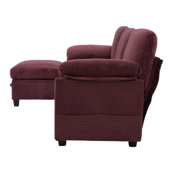 English Elm United L-Shaped Multifunctional Corduroy Sofa: 4-Seater With Usb Ports, Cup Holders & Storage Solutions W1568S00220-GIGA