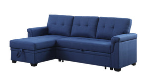 English Elm Jardin Reversible L-shaped Sectional Sleeper Sofa with Chaise Storage and Tufted Fabric Blue B2749S00007