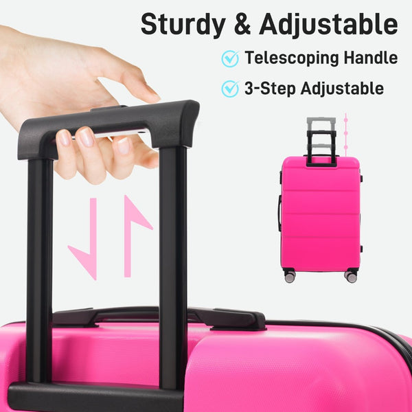 English Elm Hardshell 3 Piece Luggage Set Abs Spinner Suitcase with Tsa Lock Telescoping Handle Pink N732P308497H