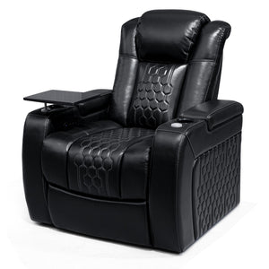 English Elm 37.8"power Recliner Nappa Leather Home Theater Seat with Rgb Lighting and Memory Foam D1048117455