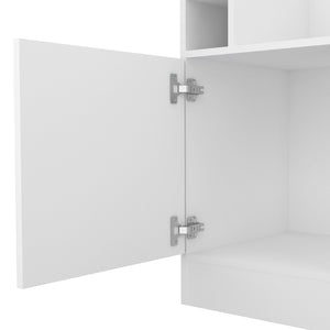 English Elm Syrah Corner Bar Cabinet White with 8 Bottle Cubbies, 12-Glass Rack & 2 Shelves, Space-Saving Design B070102687