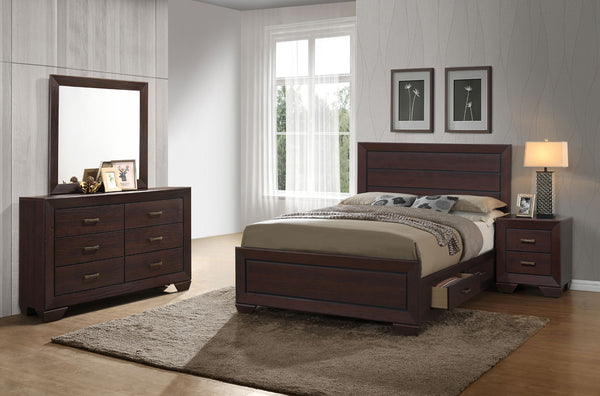 English Elm Carina Queen Bedroom Set Grey Oak Paneled Headboard Nickel Hardware Five Piece Brown B062S00760