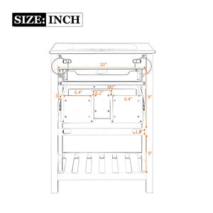 English Elm 24" Rattan Front Bathroom Vanity with Ceramic Sink Deep Drawer Storage Mdf Cabinet Dark Brown N710P293990P
