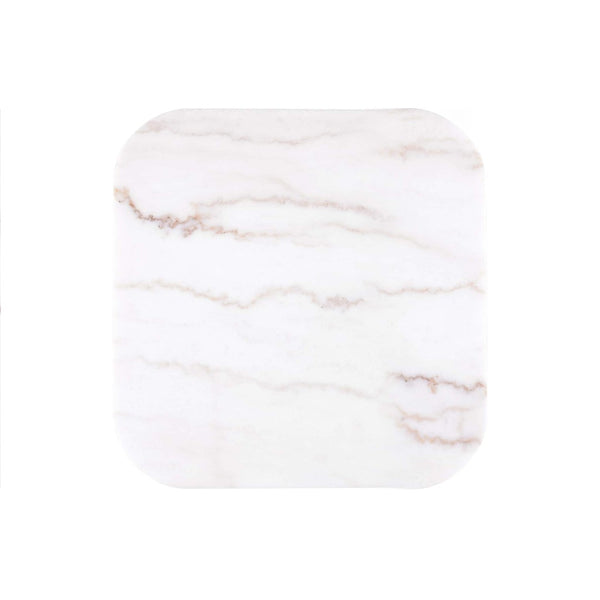 English Elm Living Room 3 Piece Marble Top Table Set with Gold Steel Accents and Plinth Bases B2741S00906