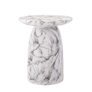 English Elm Outdoor Mgo Cylindrical Side Table Handcrafted Marble Effect Finish for Patio or Living Room N772P384671M